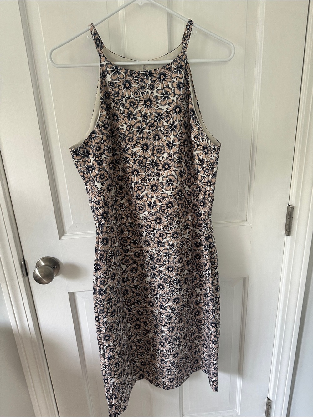 Banana Republic Beige and Navy Floral Halter Midi Dress